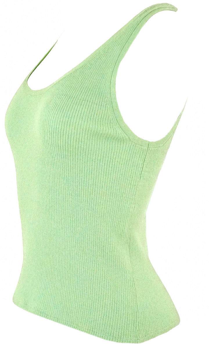 Sablyn Cashmere Ribbed Tank Top in Sage Green - Discounts on Sablyn at UAL