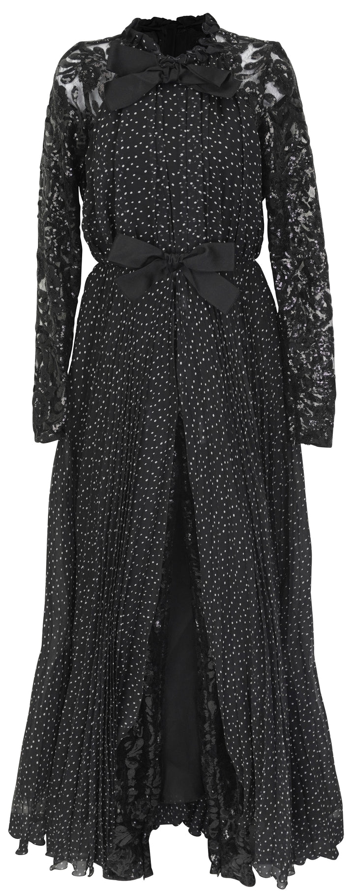 Giambattista Valli Sequin Lace Insert Maxi Dress in Black