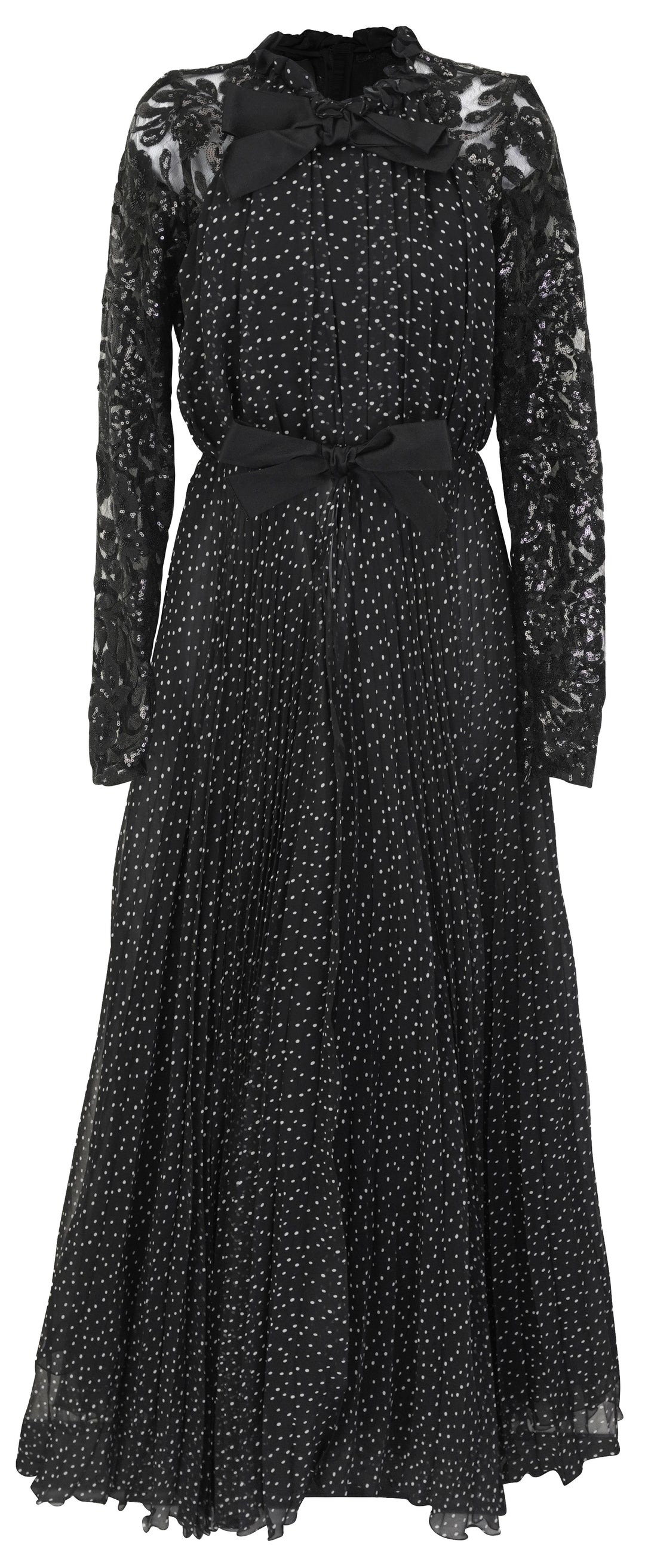 Giambattista Valli Sequin Lace Insert Maxi Dress in Black