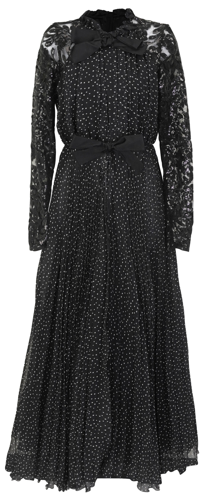 Giambattista Valli Sequin Lace Insert Maxi Dress in Black