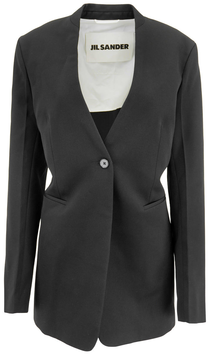 Jil Sander Compact Wool Tailored Jacket in Black