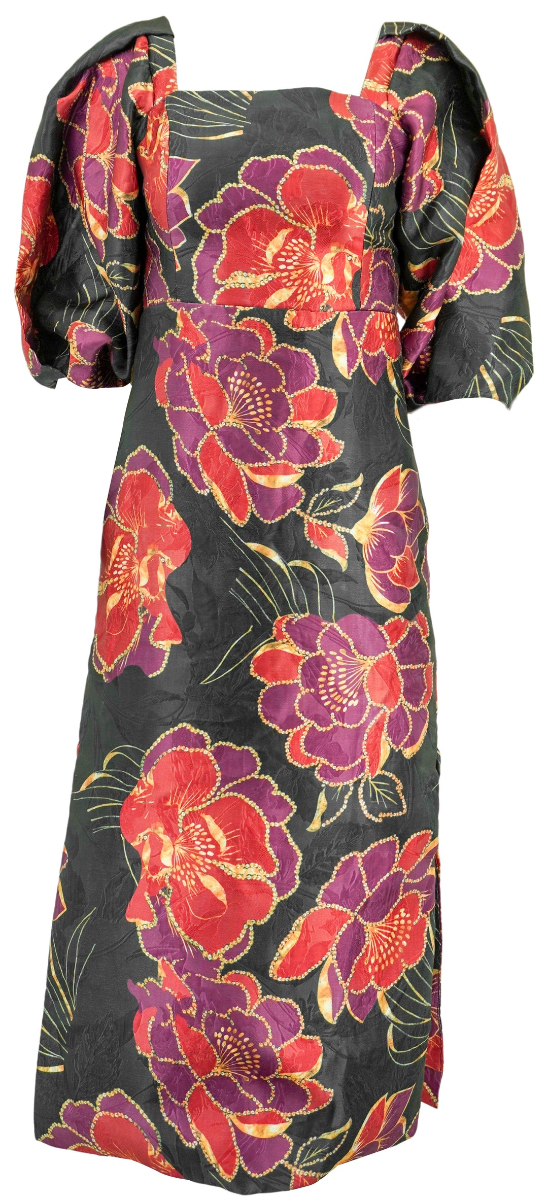 Farm Rio Puff Sleeve Dress in Black Floral - Discounts on Farm Rio at UAL