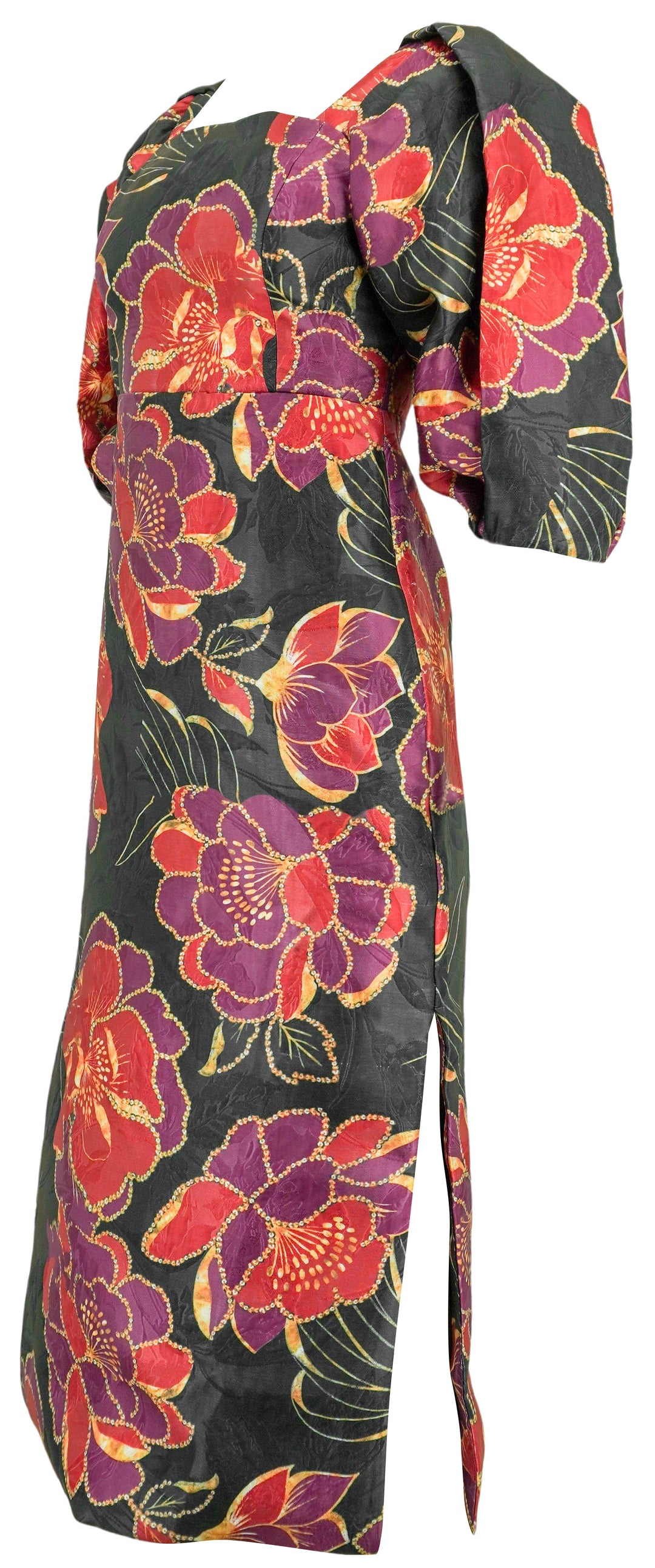 Farm Rio Puff Sleeve Dress in Black Floral - Discounts on Farm Rio at UAL