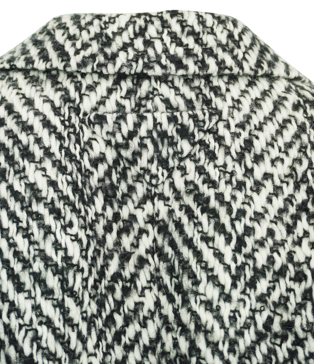 Prada Herringbone Coat wih Fur Sleeve Detail in Black and White