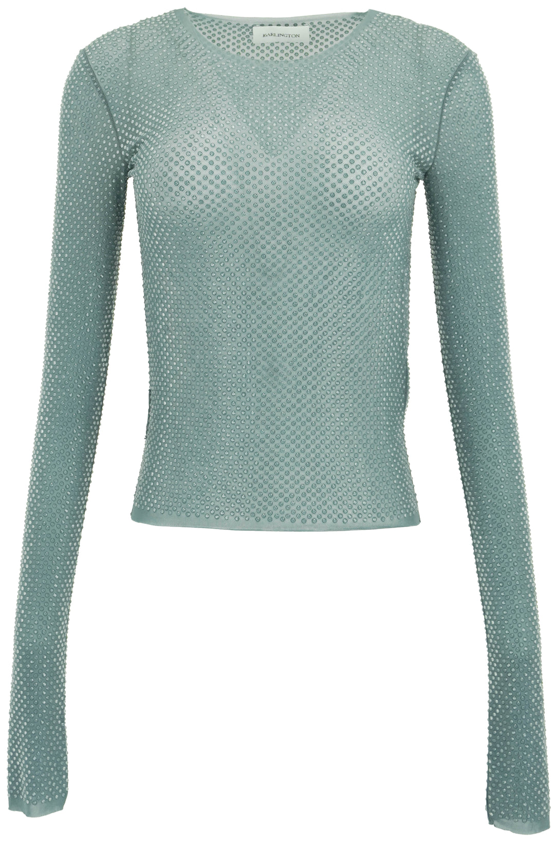 16Arlington Embellished Mesh Top in Faded Blue