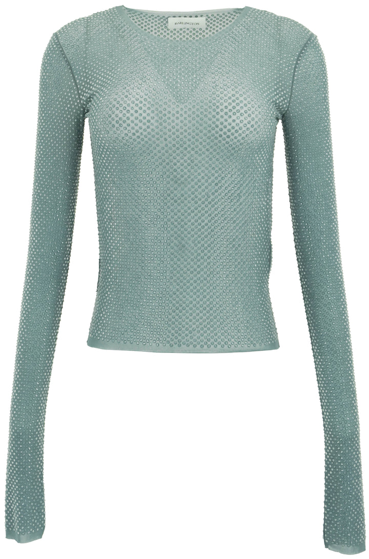16Arlington Embellished Mesh Top in Faded Blue