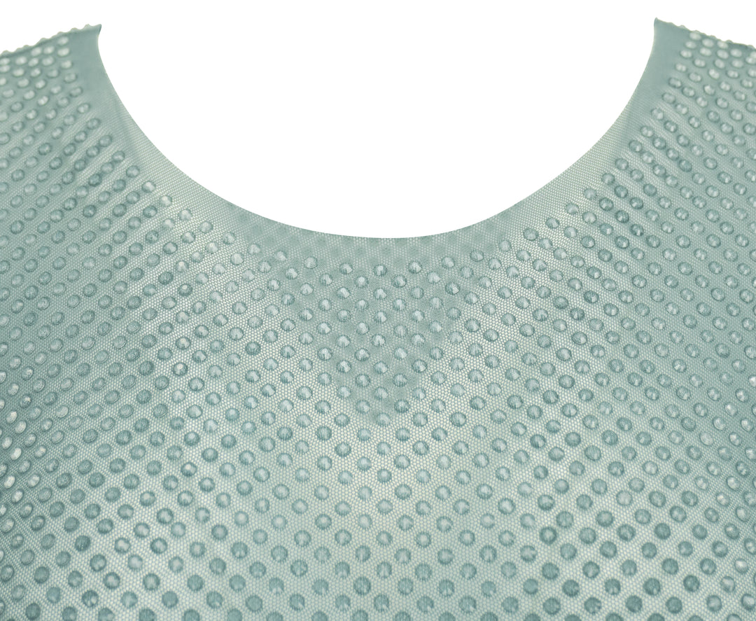 16Arlington Embellished Mesh Top in Faded Blue