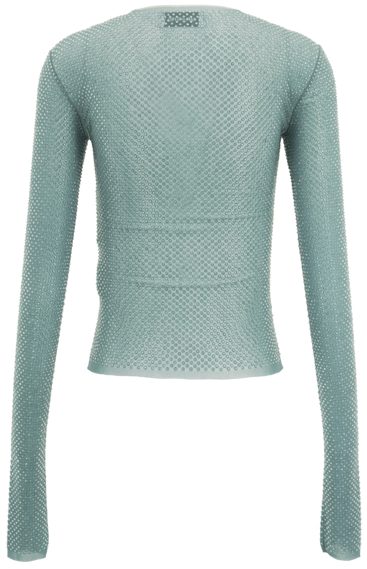 16Arlington Embellished Mesh Top in Faded Blue