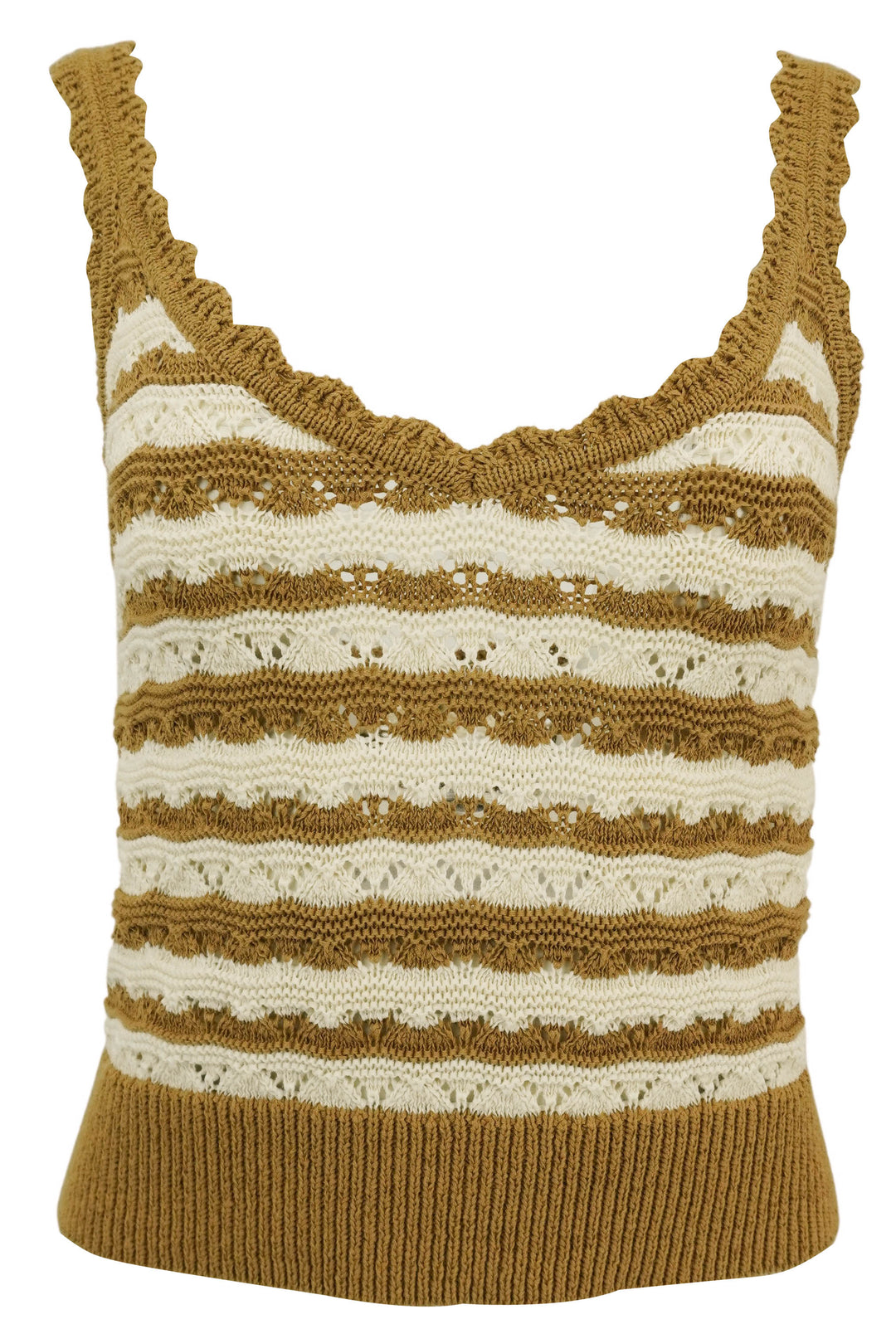 Veronica Beard Binetto Knit Tank in Desert Khaki/Off White - Discounts on Veronica Beard at UAL