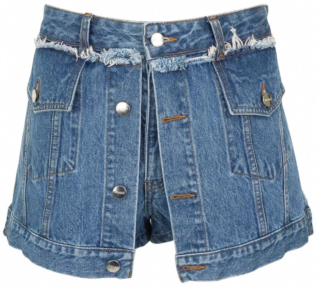 Monse Jacket Front Denim Shorts in Blue - Discounts on Monse at UAL