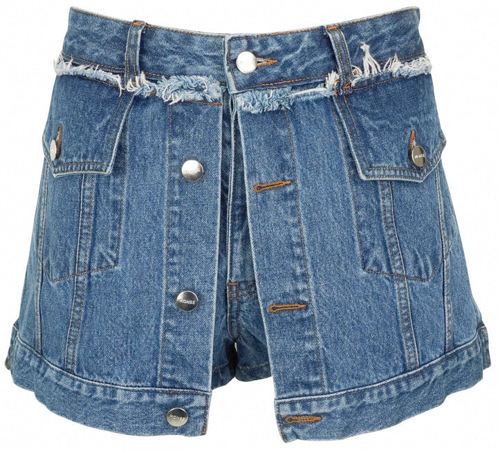 Monse Jacket Front Denim Shorts in Blue - Discounts on Monse at UAL