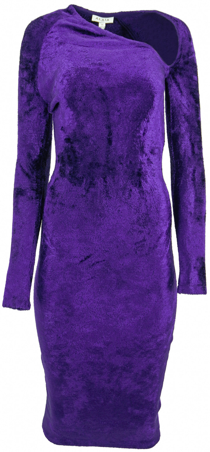 ALAÏA Velvet Wool Dress in Voilet