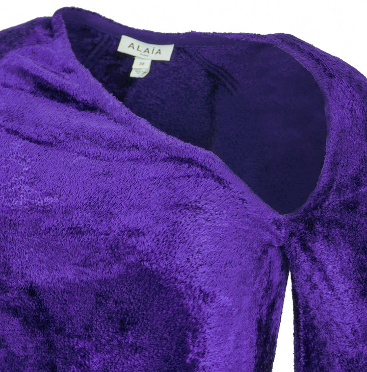 ALAÏA Velvet Wool Dress in Voilet
