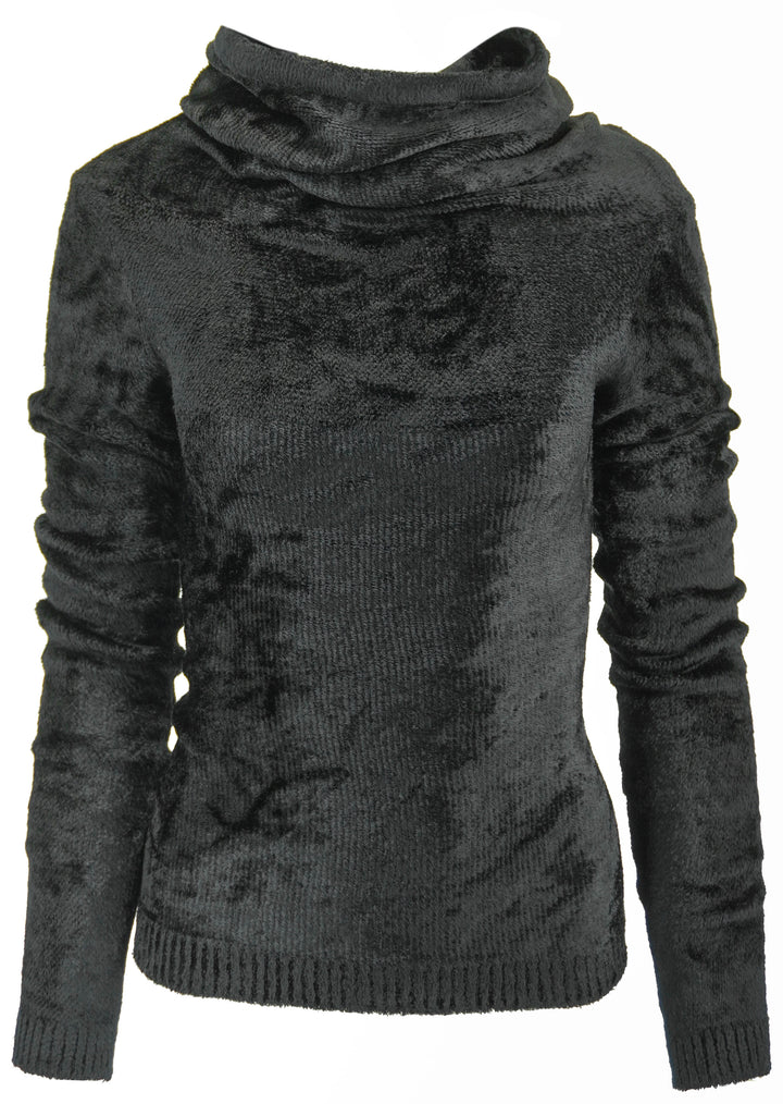 Alaïa Hooded Long Sleeve Top in Black Velvet