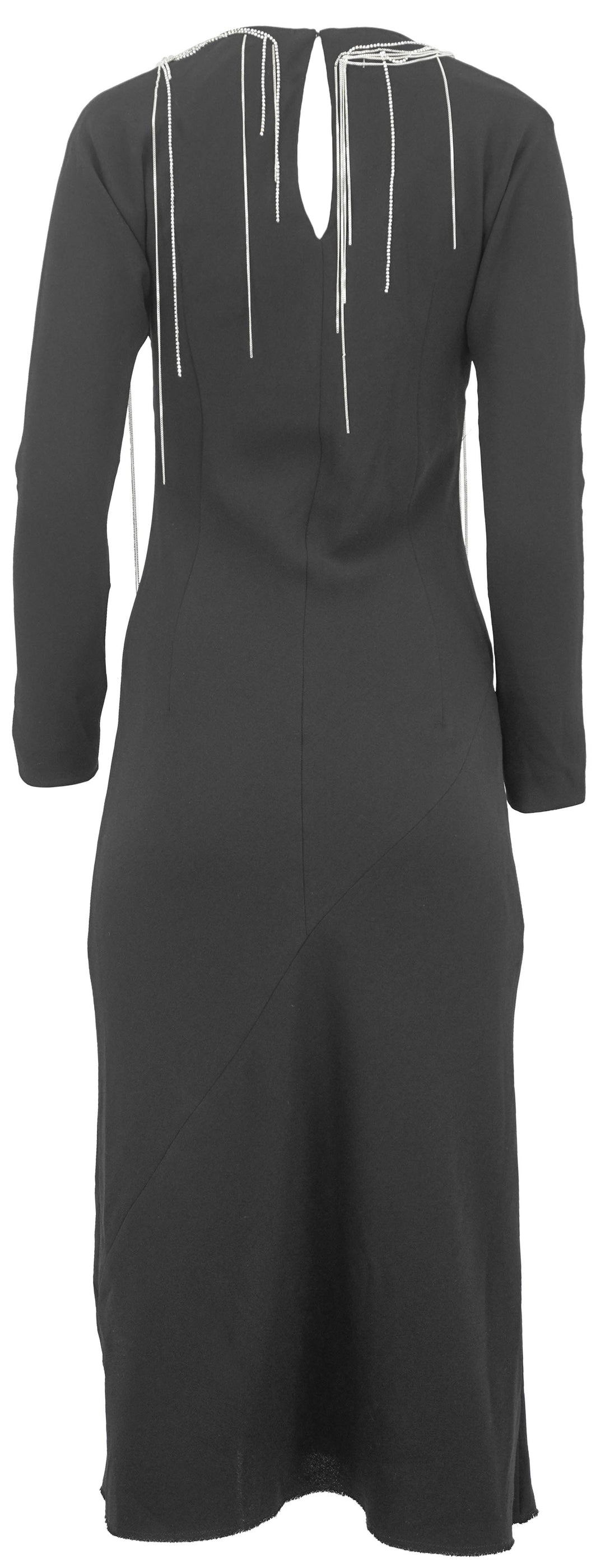 Dries Van Noten Shoulder Embellished Long Sleeve Dress in Black