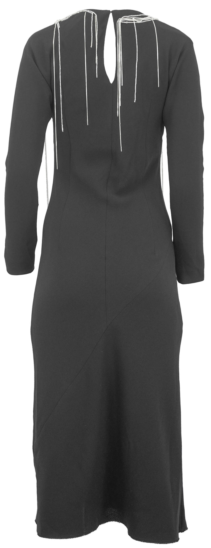 Dries Van Noten Shoulder Embellished Long Sleeve Dress in Black