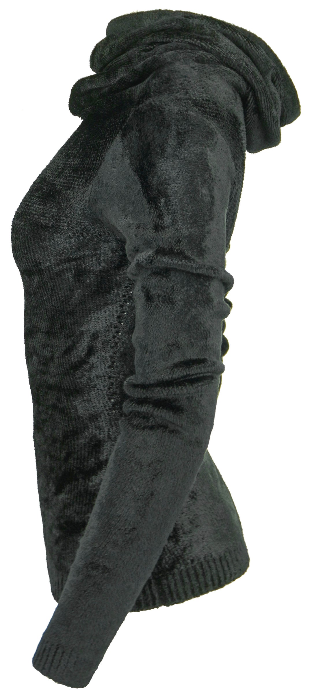 Alaïa Hooded Long Sleeve Top in Black Velvet