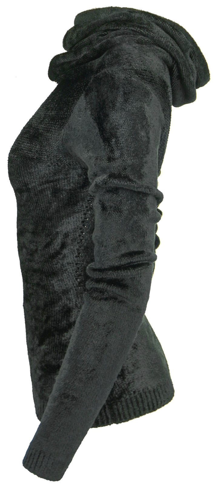Alaïa Hooded Long Sleeve Top in Black Velvet