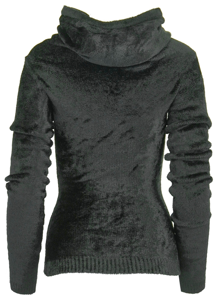 Alaïa Hooded Long Sleeve Top in Black Velvet