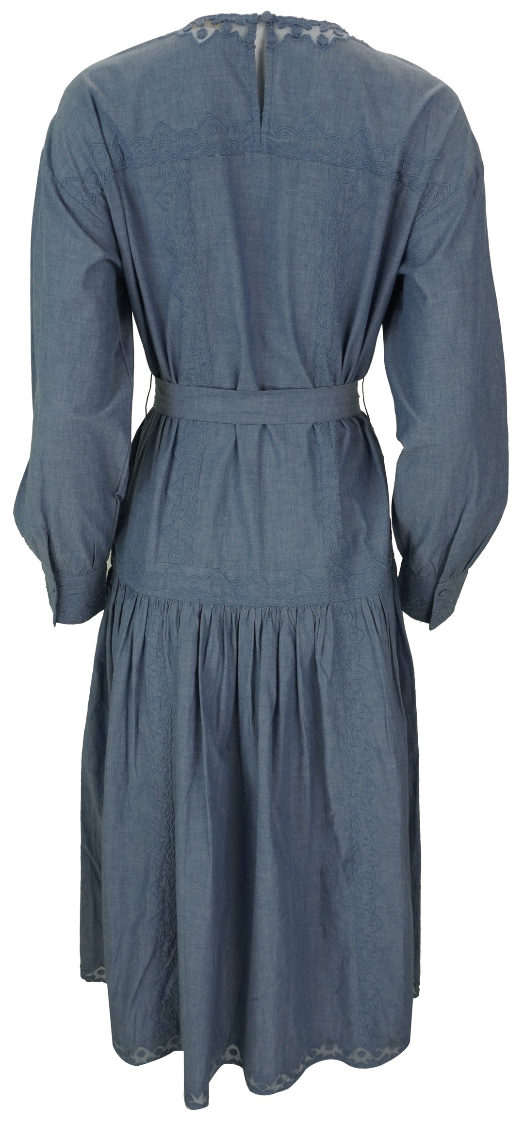 Ulla Johnson Brin Drop Waist Long Sleeve Dress in Chambray