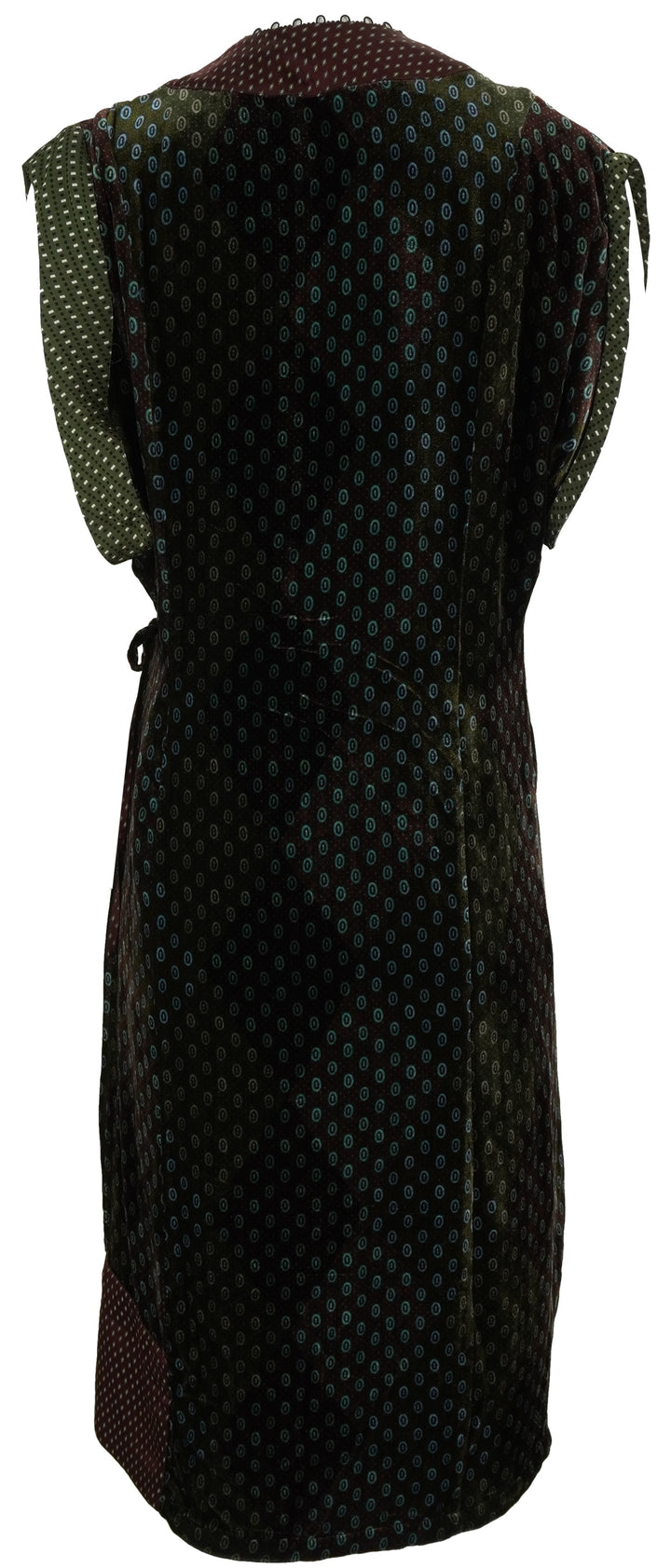 Dries Van Noten Dematia Velvet Printed Wrap Dress in Khaki Multi