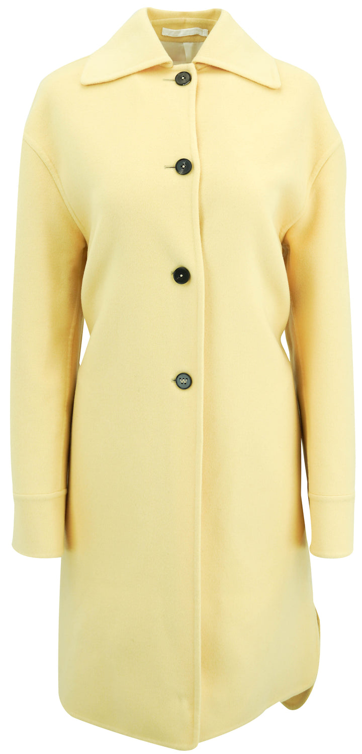 Jil Sander Single Breasted Virgin Wool Coat in Butter Yellow - Discounts on Jil Sander at UAL