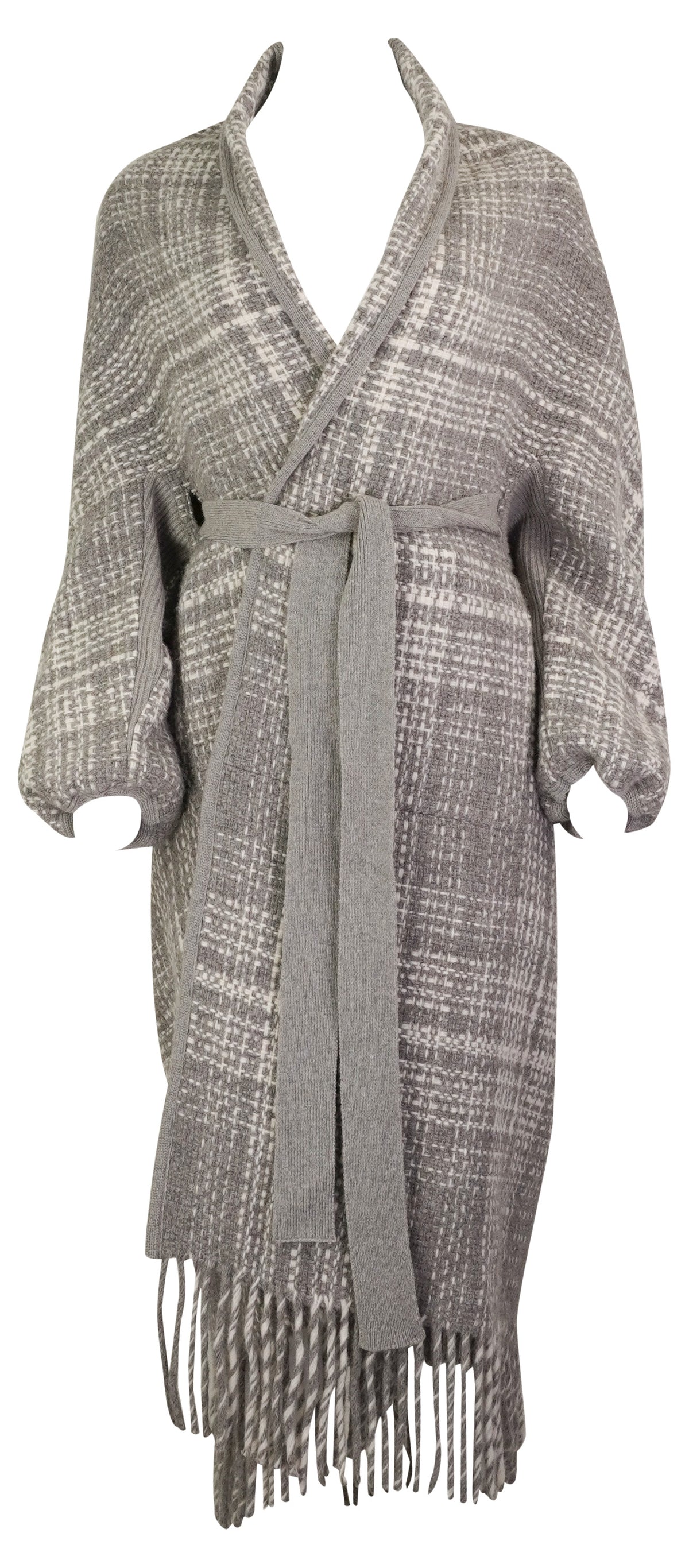 Gimo's Wrap Front Long Cardigan in Light Grey and Ivory - Discounts on Gimo's at UAL