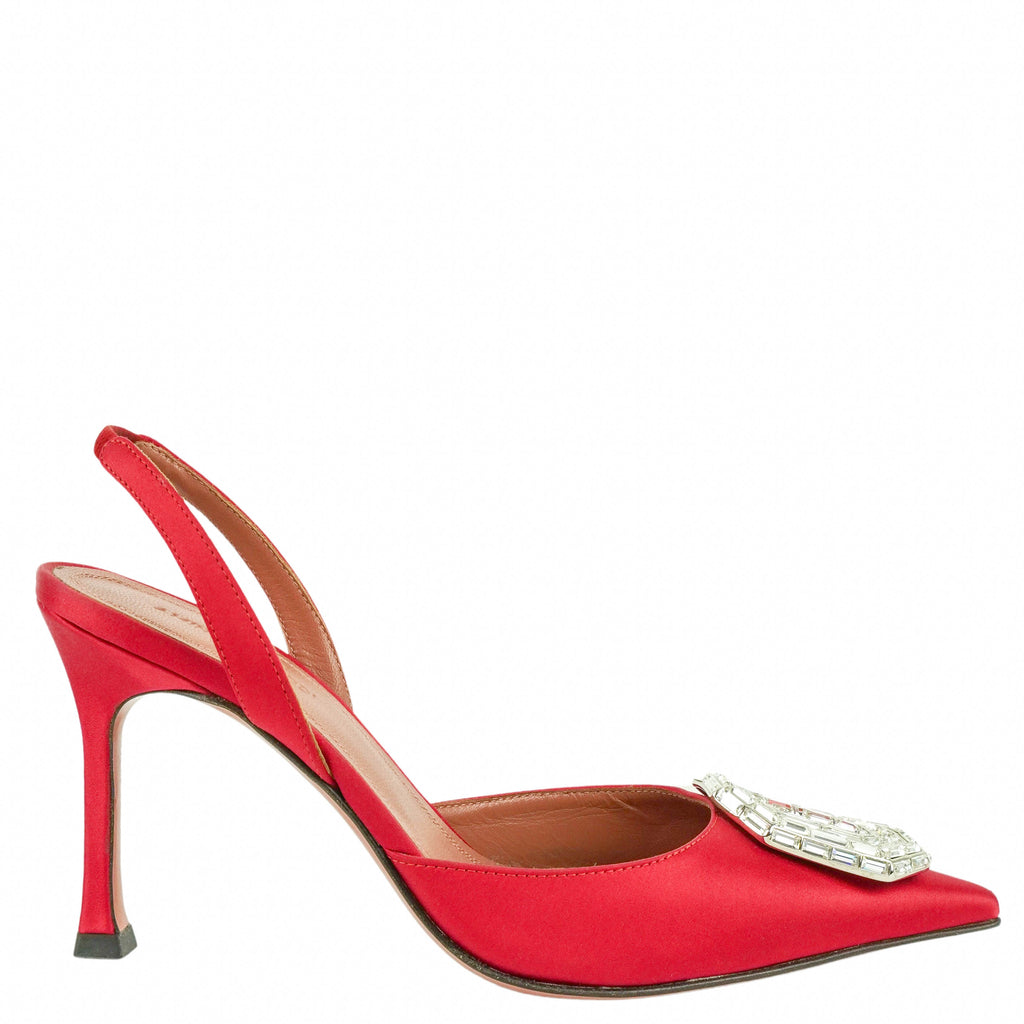 Amina Muaddi Camelia Sling 90 Pumps in Red