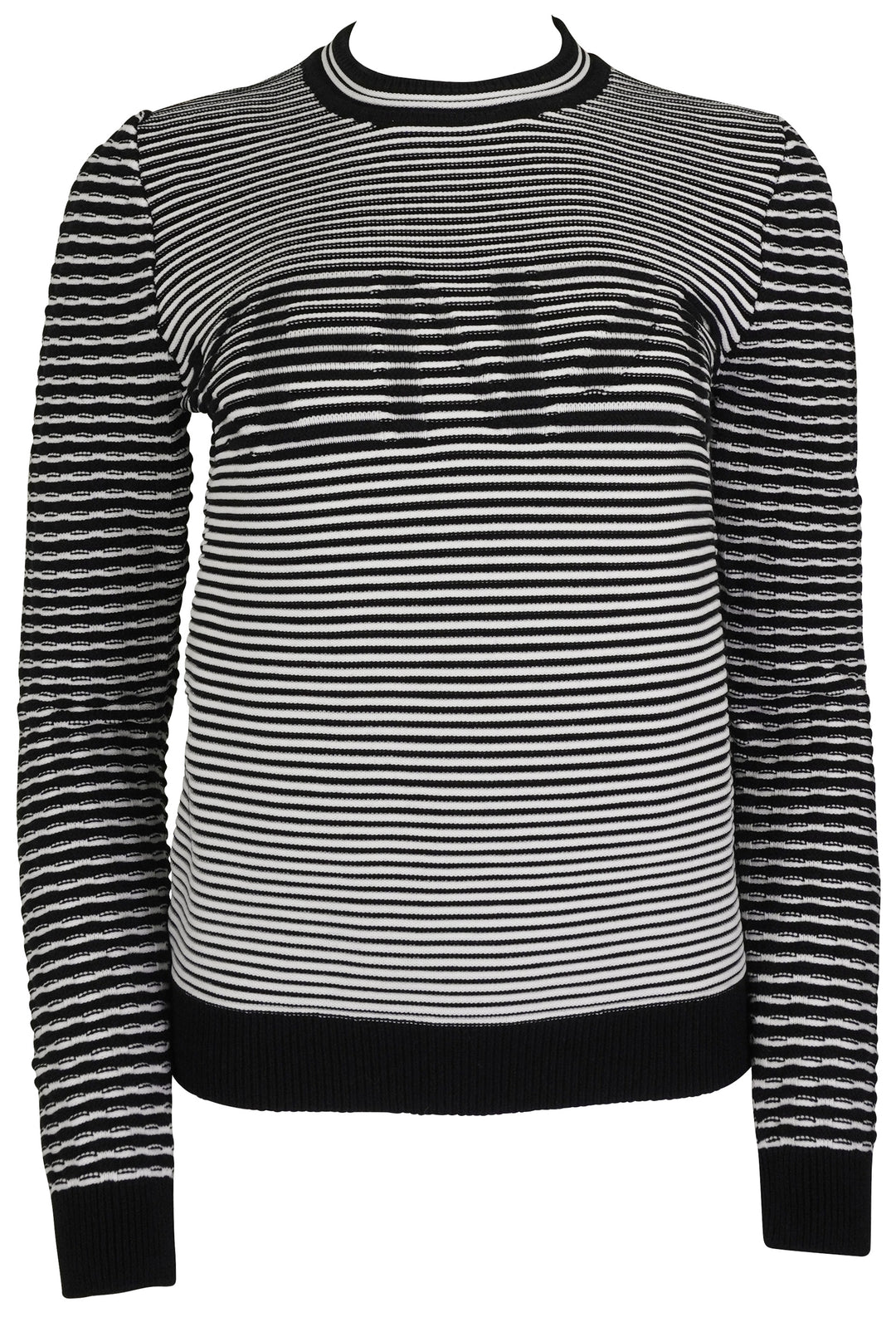 Kenzo Long Sleeve Logo Ribbed Sweater in Black and White - Discounts on Kenzo at UAL