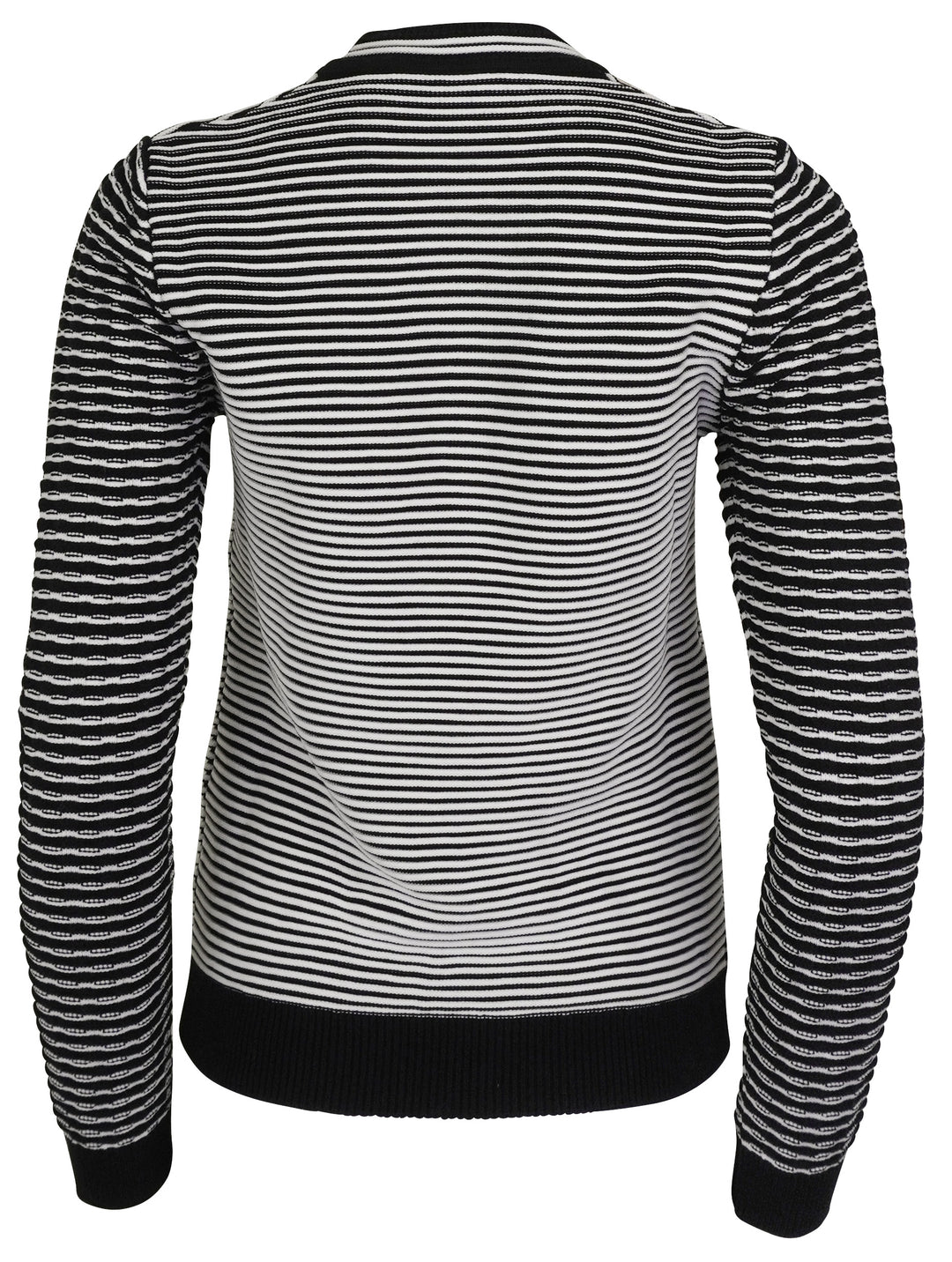 Kenzo Long Sleeve Logo Ribbed Sweater in Black and White - Discounts on Kenzo at UAL