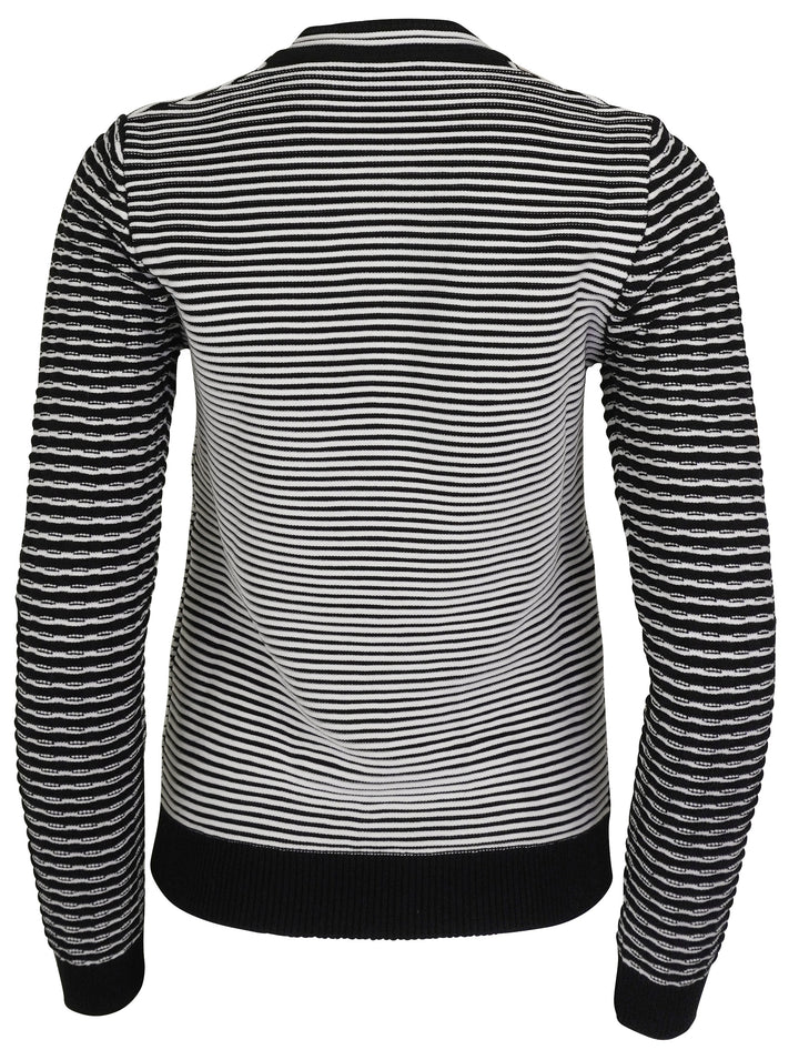 Kenzo Long Sleeve Logo Ribbed Sweater in Black and White - Discounts on Kenzo at UAL