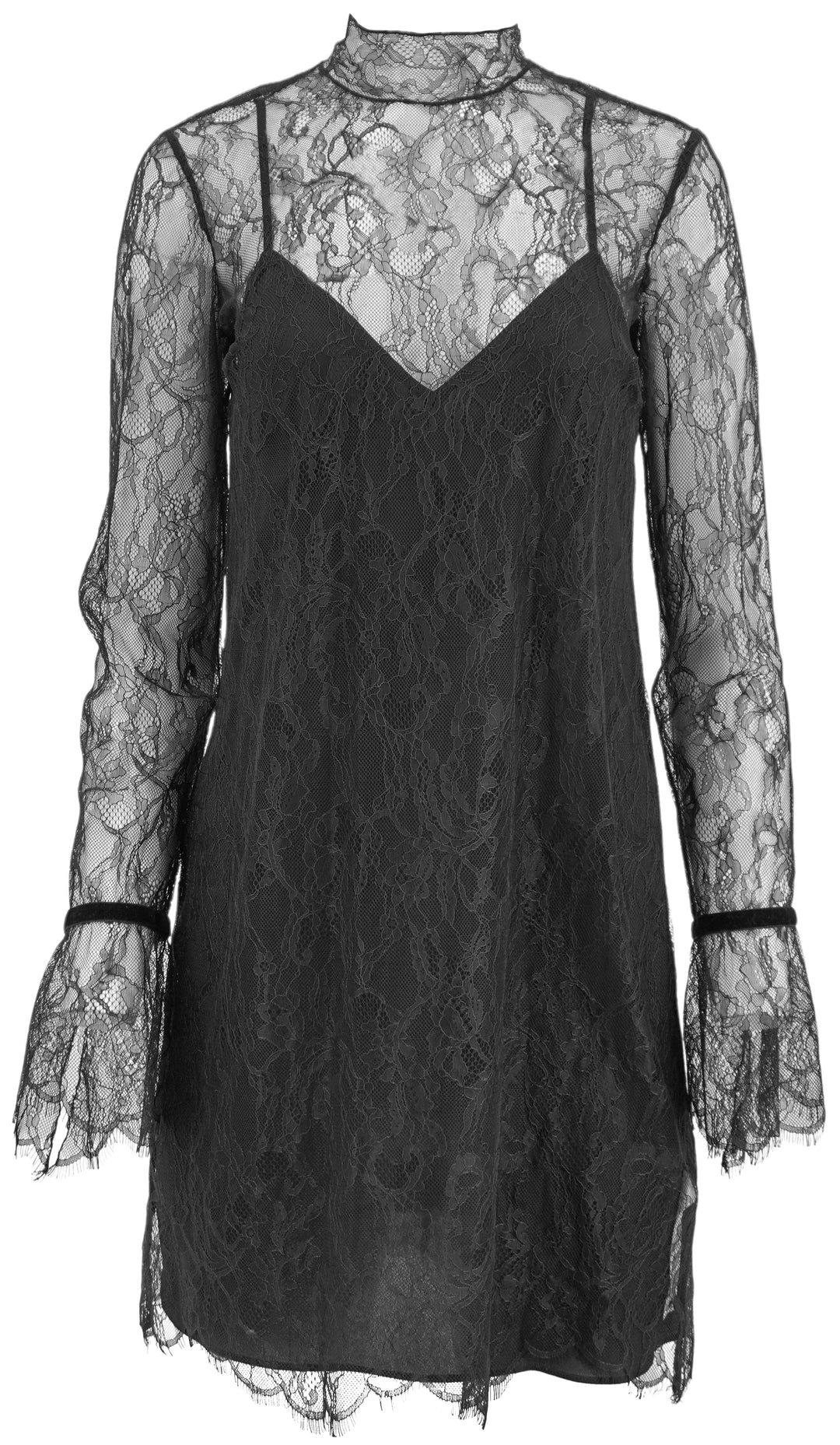 Frame Lace Shift Dress in Black - Discounts on FRAME at UAL