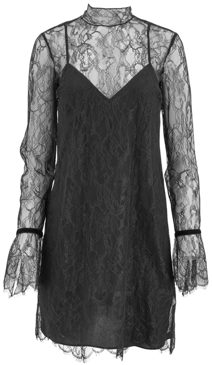 Frame Lace Shift Dress in Black - Discounts on FRAME at UAL