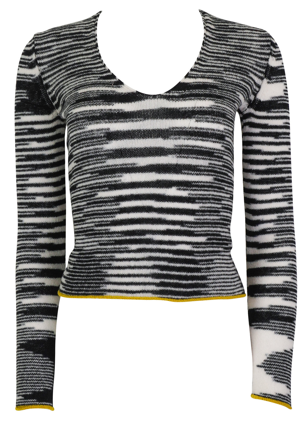 Missoni V-Neck Sweater in Black and White Space Dye - Discounts on Missoni at UAL