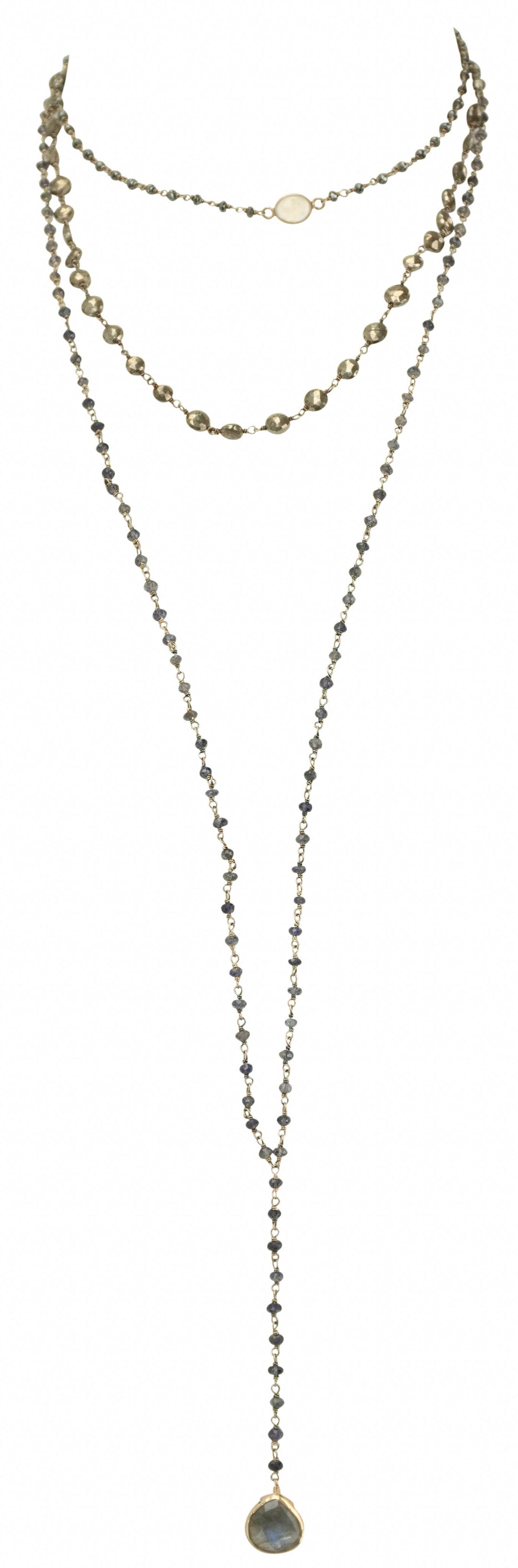 Ela Rae Three in One Yaeli Necklace in Graphite - Discounts on Ela Rae at UAL