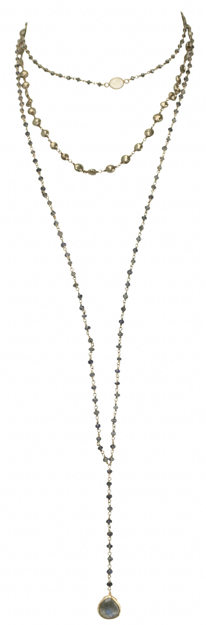 Ela Rae Three in One Yaeli Necklace in Graphite - Discounts on Ela Rae at UAL