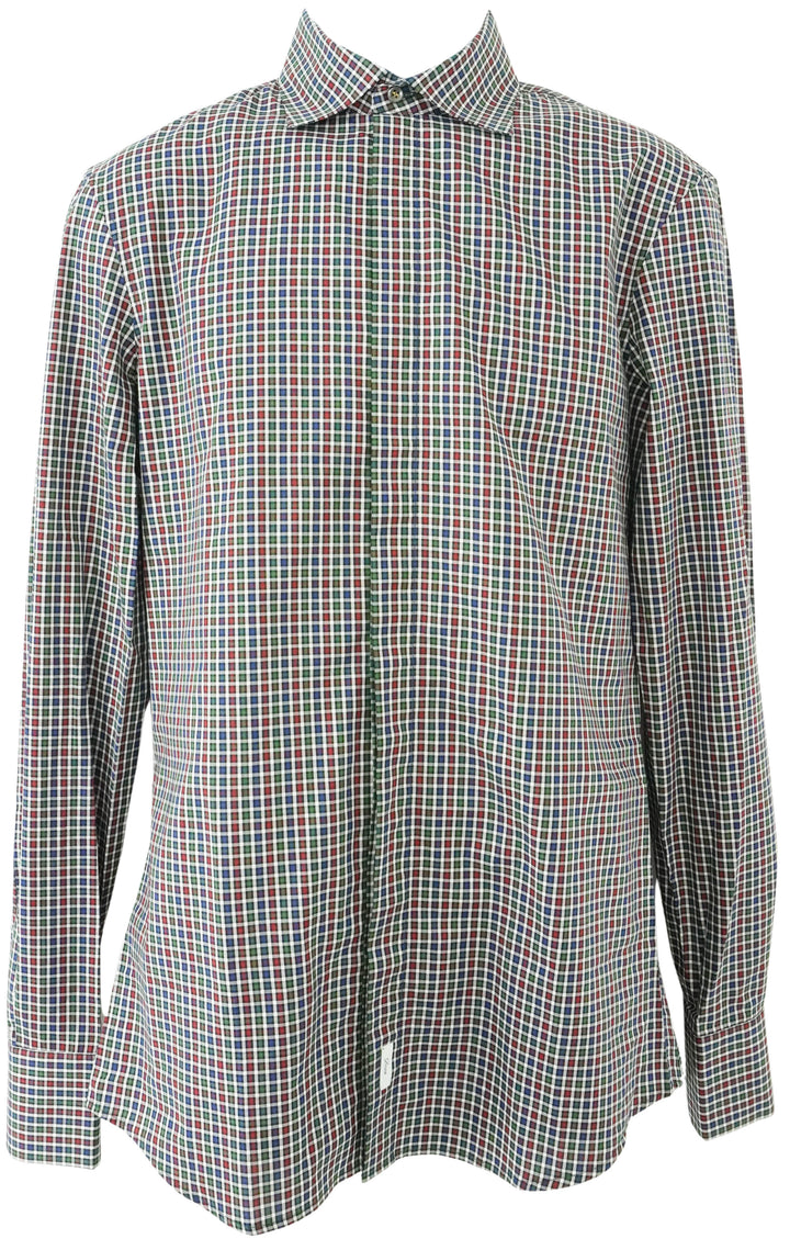 Dsquared Checked Button Up Shirt in Navy, Green and Red - Discounts on Dsquared at UAL