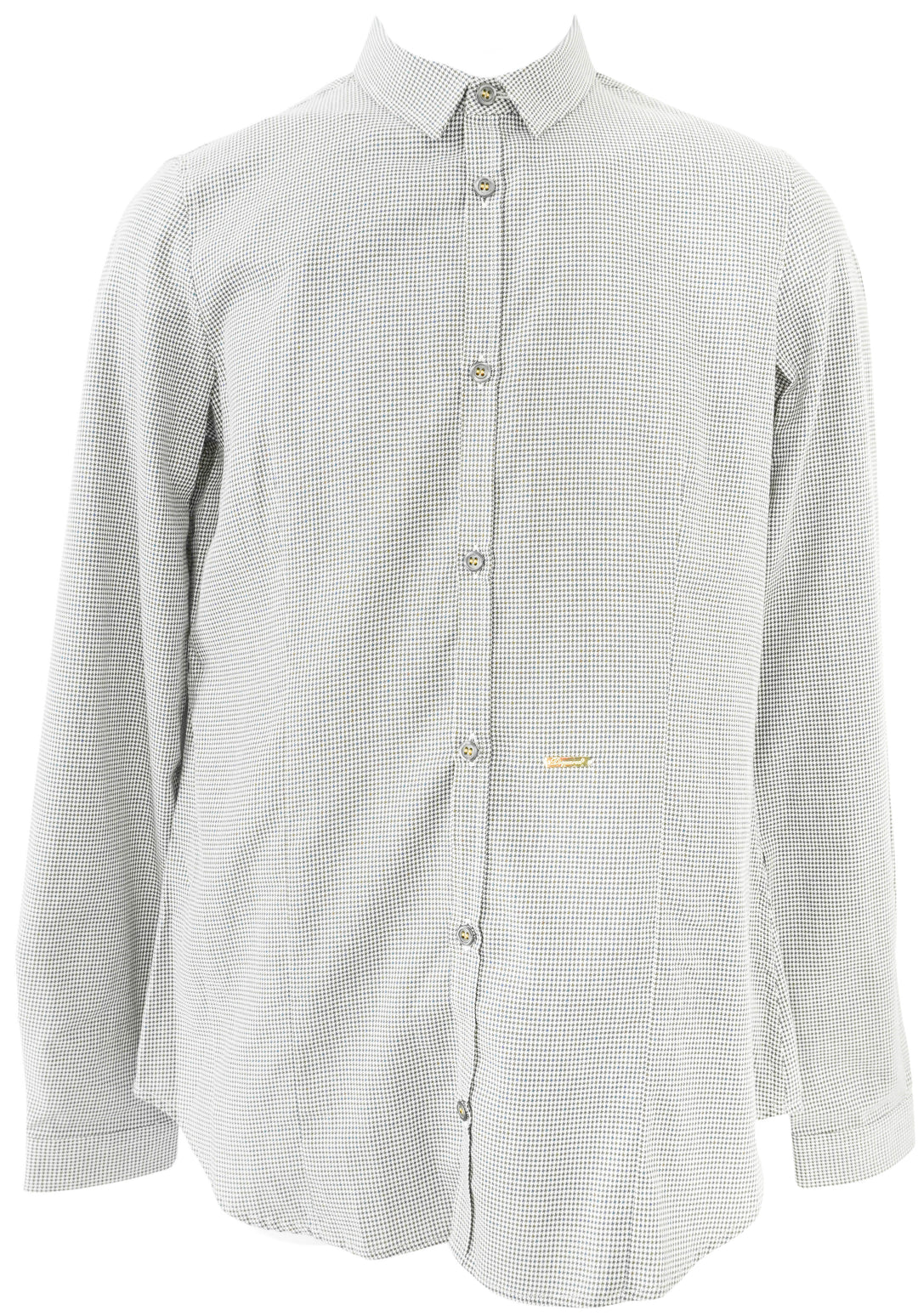 Dsquared Mini Houndstooth Print Button Up Shirt in Brown and Navy - Discounts on Dsquared at UAL