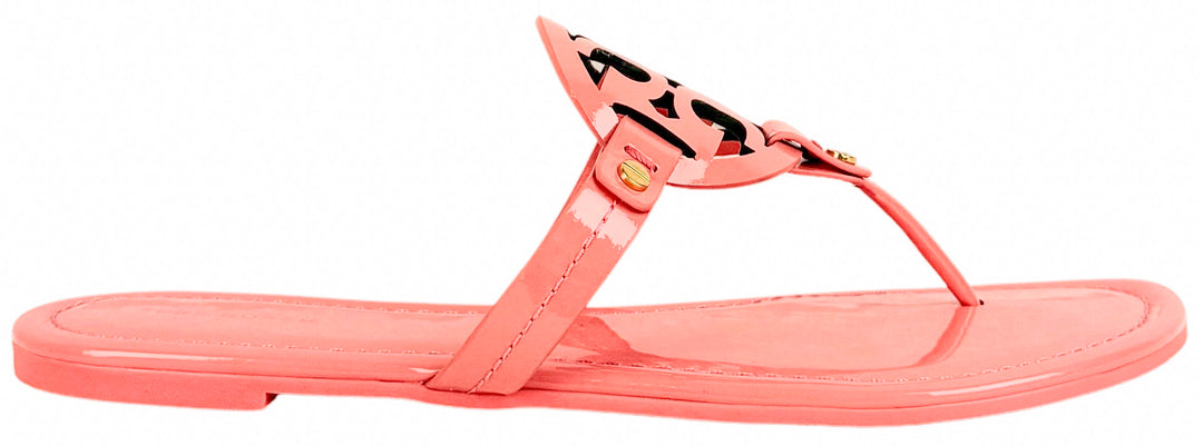 Tory Burch Miller Patent Sandals in Coral Crush - Discounts on Tory Burch at UAL