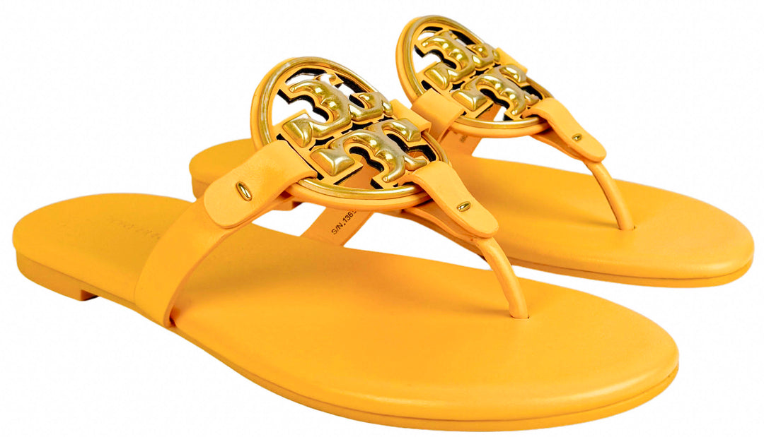 Tory Burch Metal Miller Sandals in Peachy / Gold - Discounts on Tory Burch at UAL