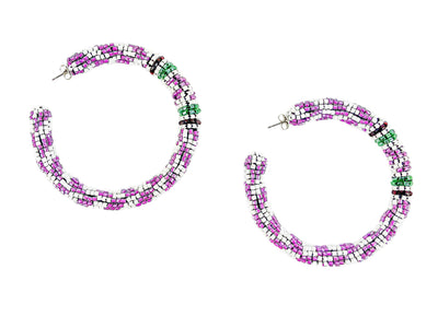 Isabel Marant Beaded Hoop Earrings in Lilac - Discounts on Isabel Marant at UAL