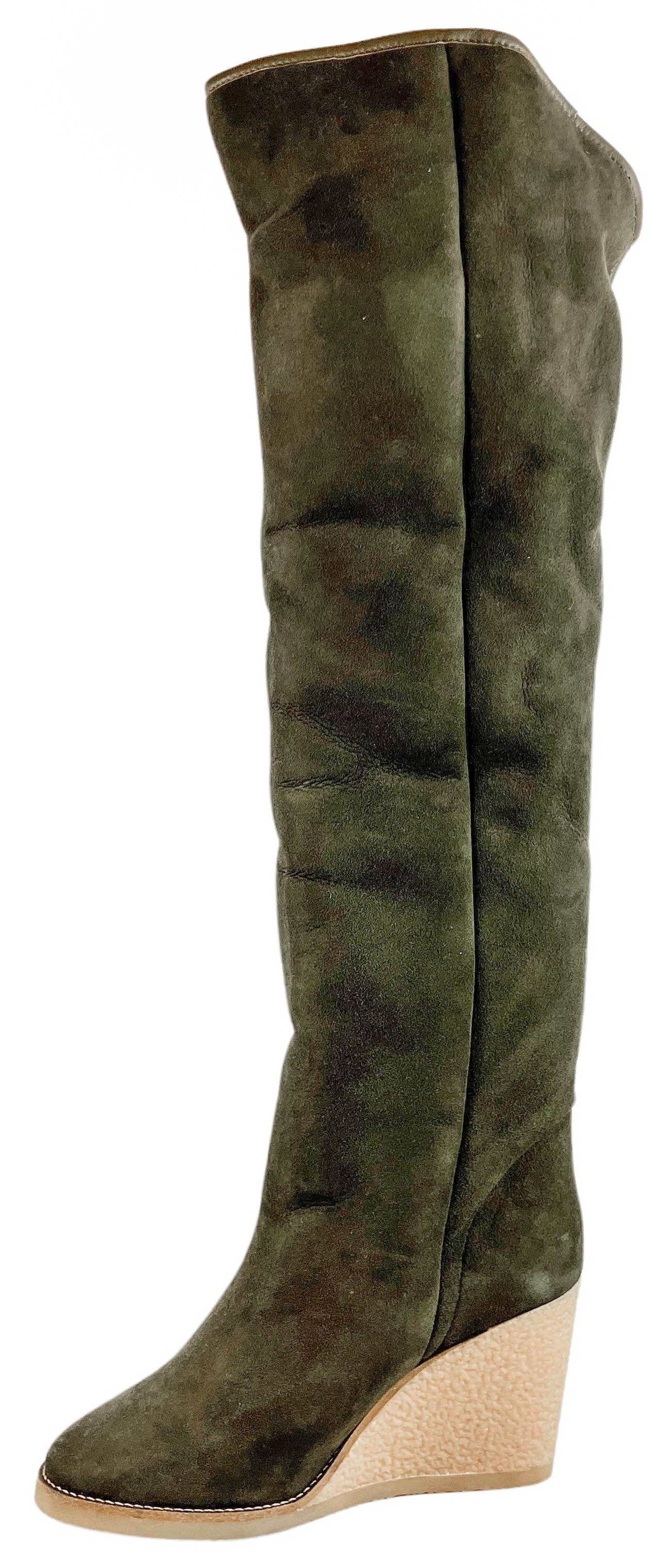 Isabel Marant Shearling Wedge Boots in Khaki - Discounts on Isabel Marant at UAL