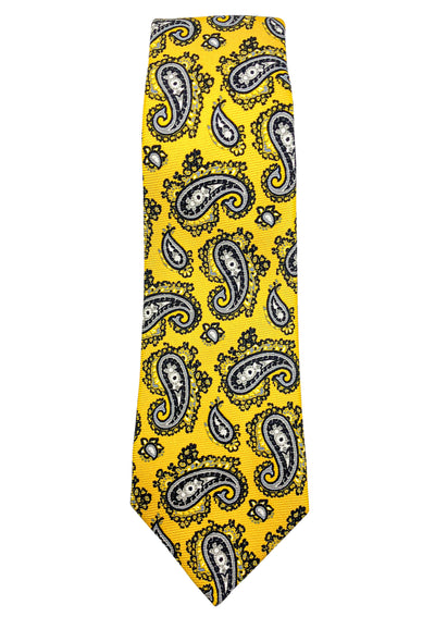 Kiton Paisley Print Tie in Gold - Discounts on Kiton at UAL