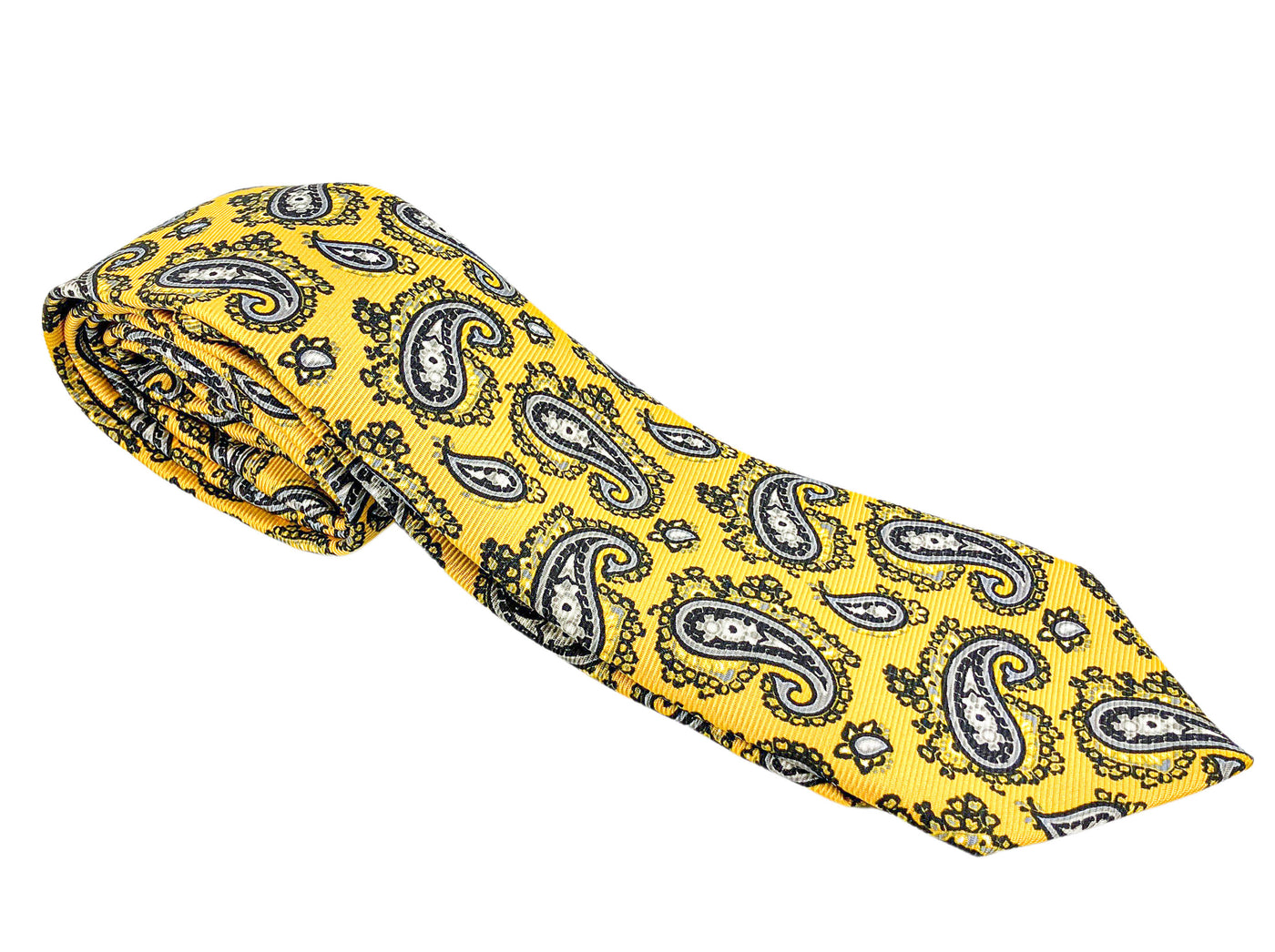 Kiton Paisley Print Tie in Gold - Discounts on Kiton at UAL