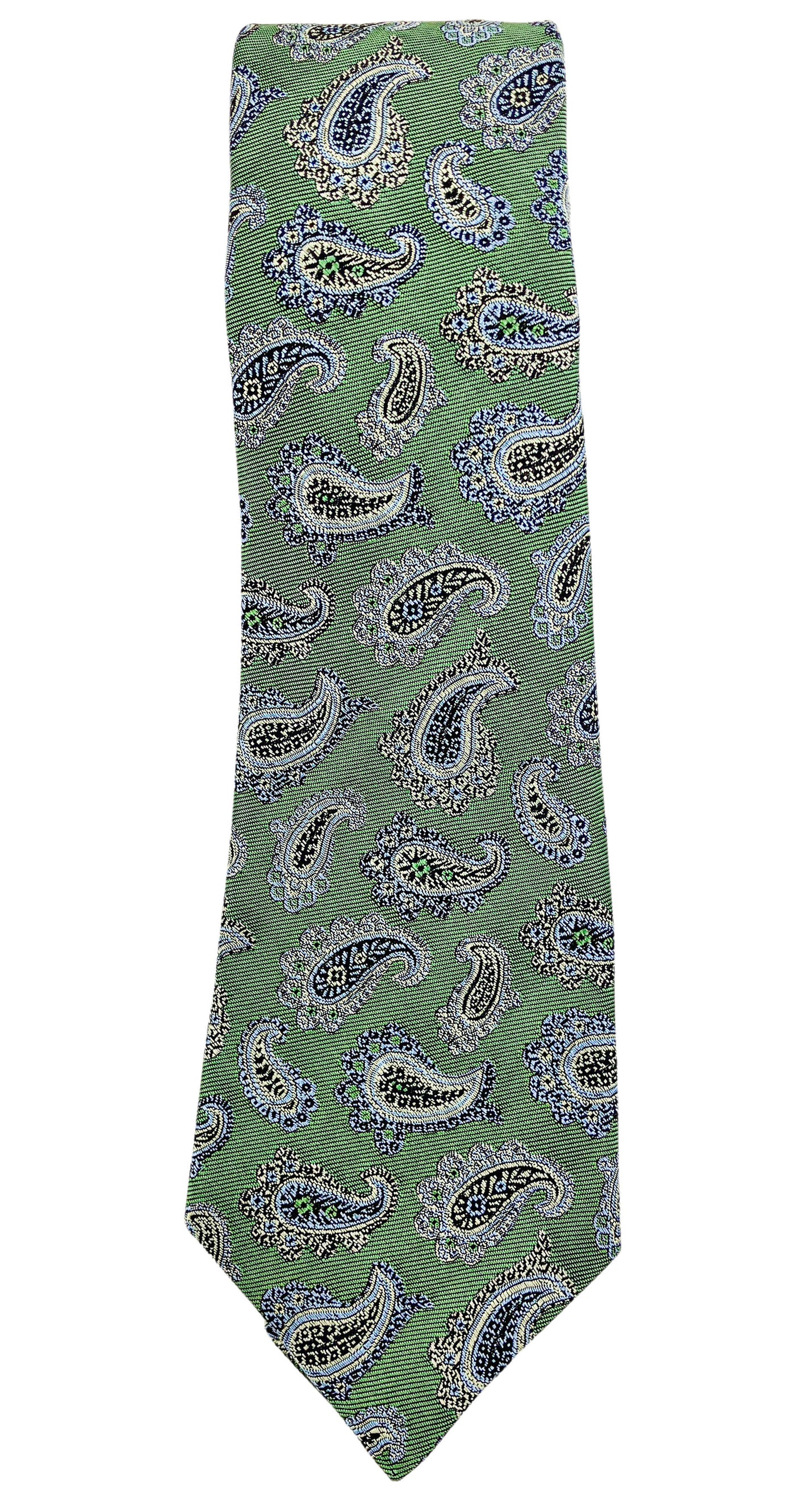 Kiton Paisley Print Tie in Green - Discounts on Kiton at UAL