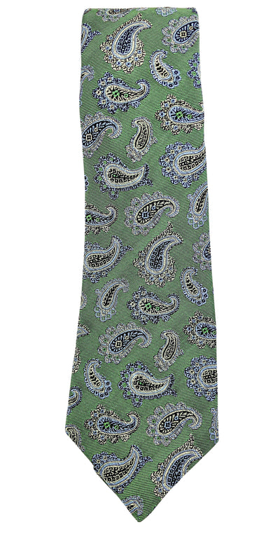 Kiton Paisley Print Tie in Green - Discounts on Kiton at UAL