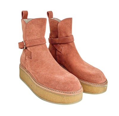 Ulla Johnson Lennox Ankle Buckle Boots in Terracota Suede - Discounts on Ulla Johnson at UAL