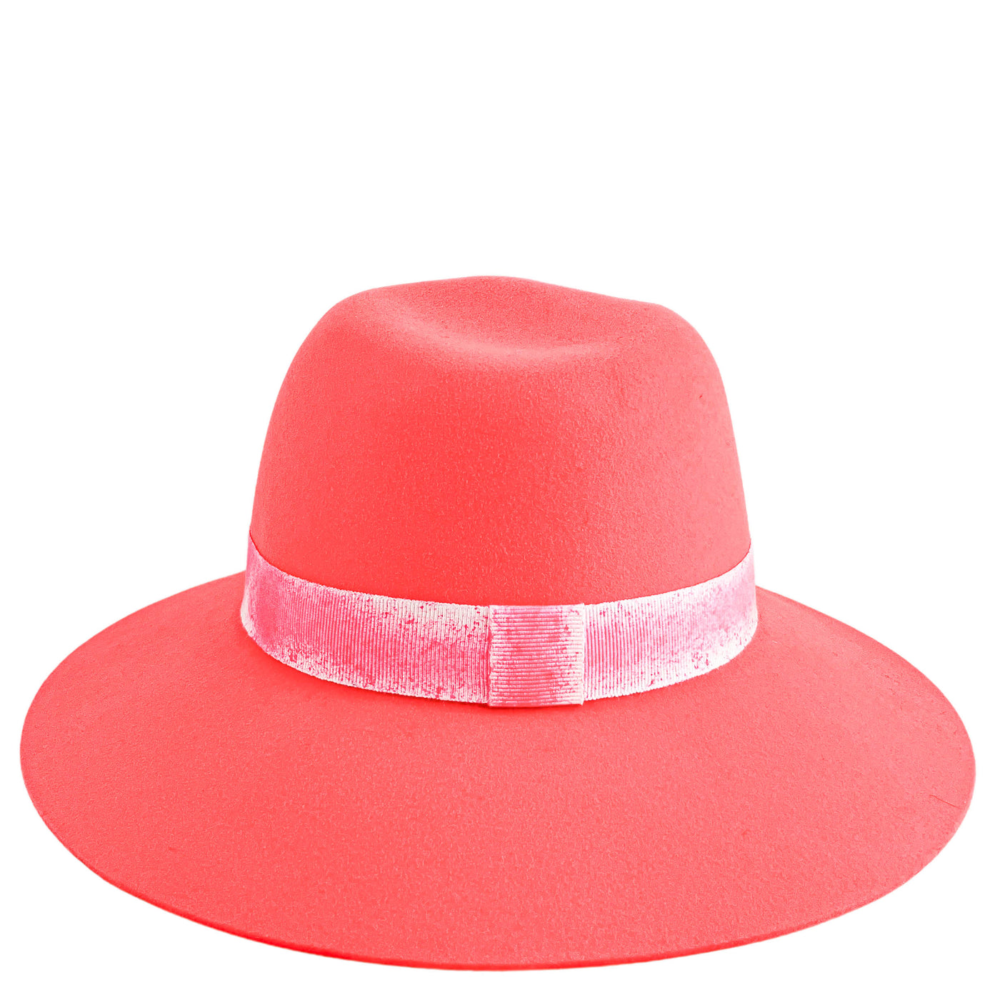 Masion Michel Kyra Felted Fedora Hat in Coral Pink - Discounts on Maison Michel at UAL