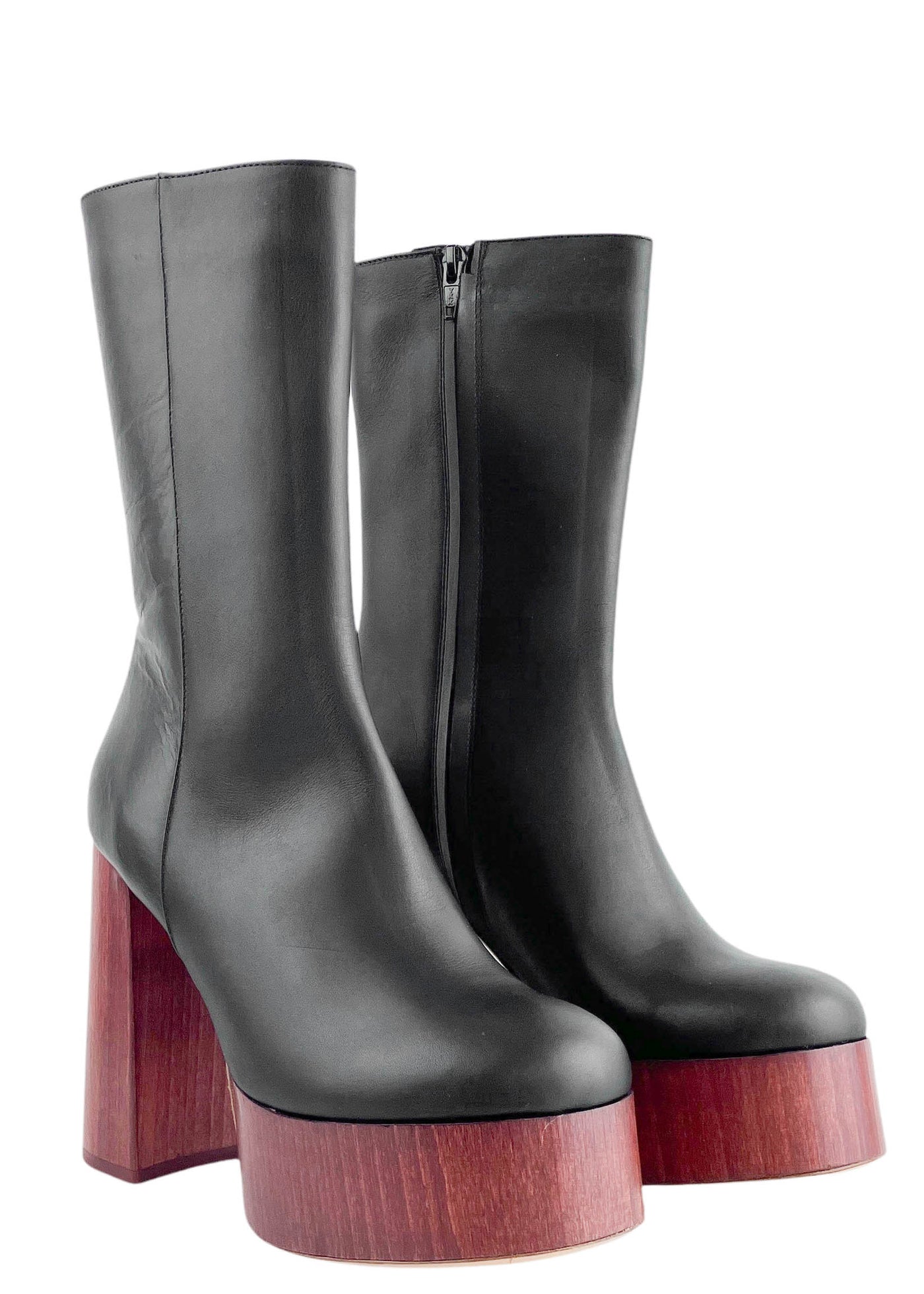 GIA/RHW Rosie Platform Calf Boots in Black and Brown - Discounts on GIA/RHW at UAL