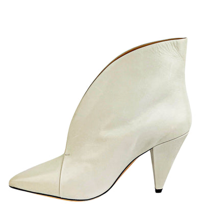 Isabel Marant Minmal Leather Ankle Boots in White - Discounts on Isabel Marant at UAL